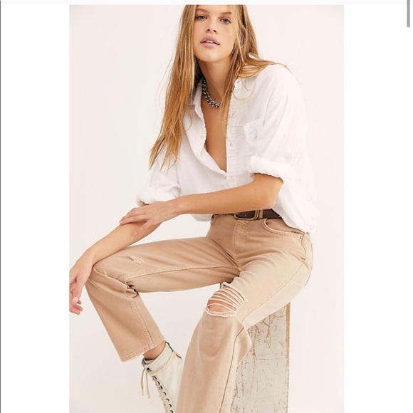 NWOT Free People Dakota Straight Leg Jean in Cafe - Picture 3 of 9